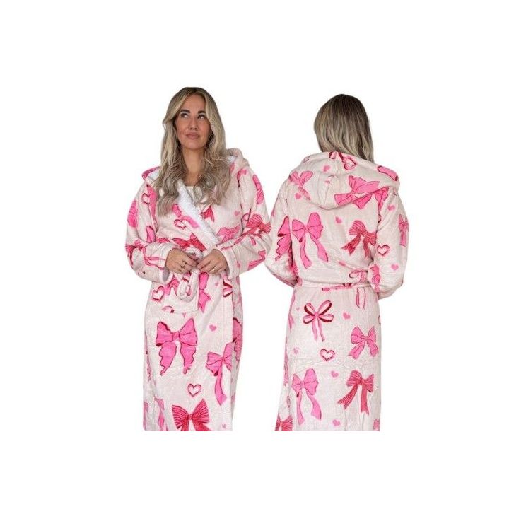 Badjas met strikjes en hartjes voor dames