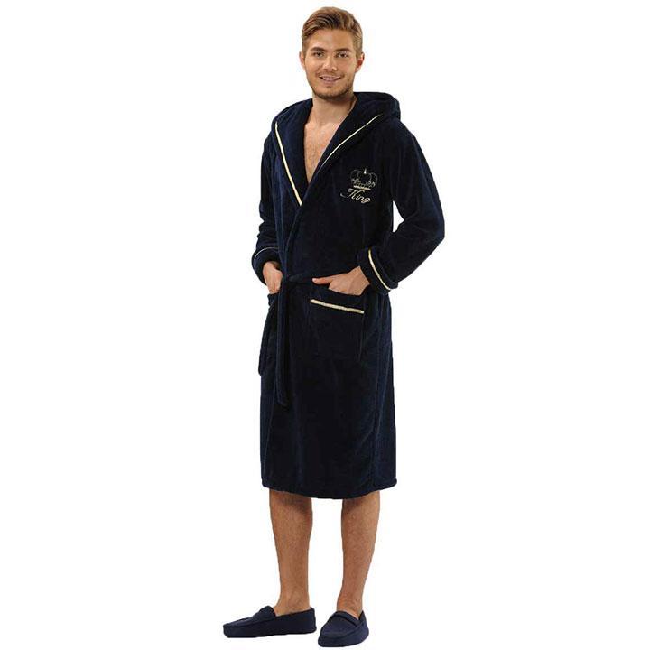 English Home 100% Turks katoen badstof badjas, absorberende sjaal kraag womens kamerjassen, zachte heren kamerjassen, badjas voor douche spa, premium, groot, wit, marine