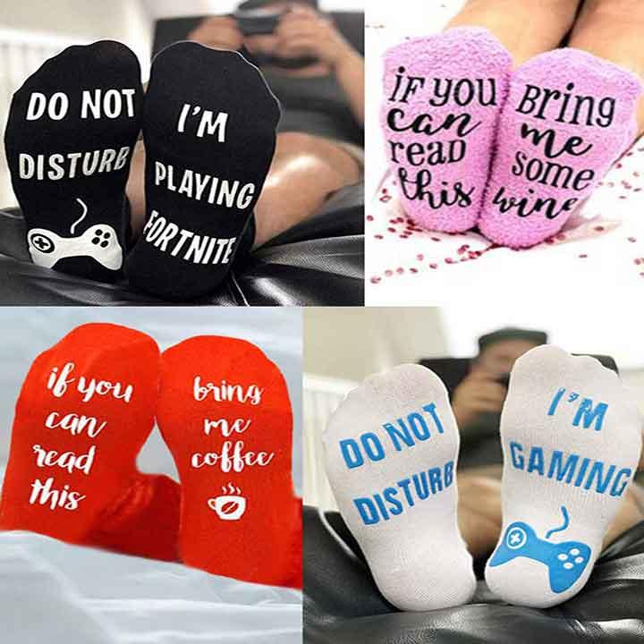 Grappige sokken met tekst