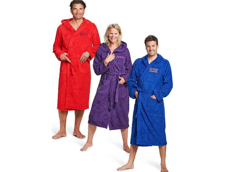 Capuchon badjas met borduring - 9 kleuren