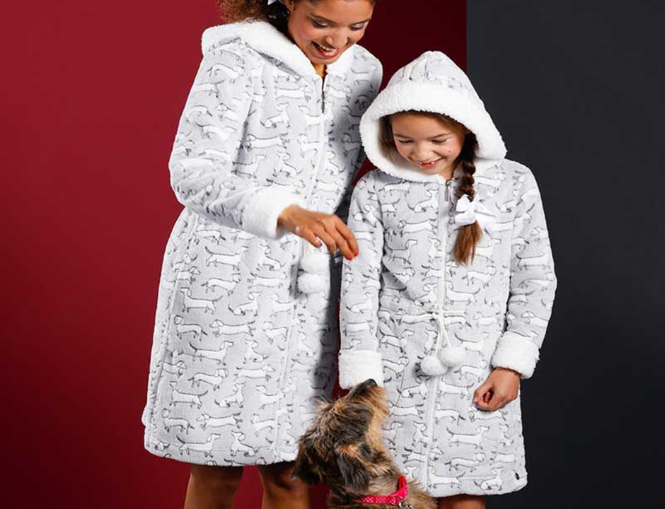 Capuchon kinderbadjas teckels - kinderbadjas rits