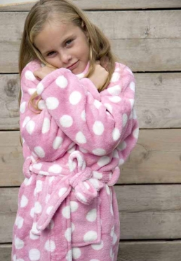 Little pink dottie - kinder badjas - S (5-6 jaar)
