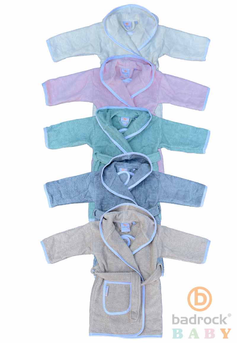 Baby badjas met capuchon katoen keuze uit 5 kleurtjes-Blauw baby-0-12 mnd (80)