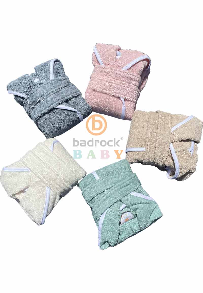 Baby badjas met naam katoen 5 kleuren-0-12 mnd (80)-Roze baby