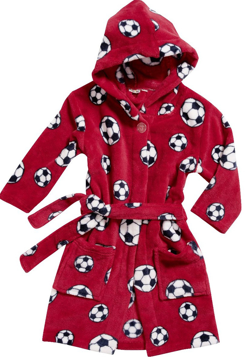 Kinderbadjassen met print-Voetbal rood-98-104