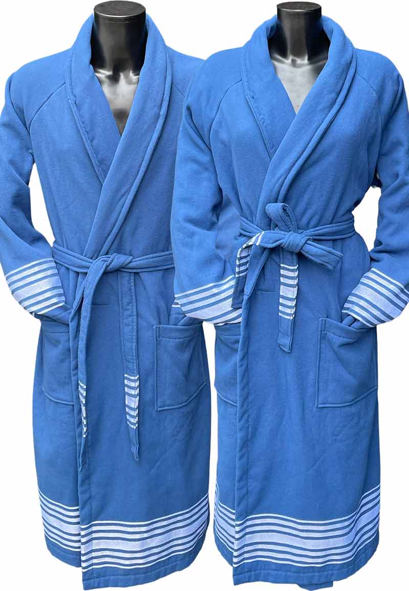 Blauwe hamam badjas katoen - saunabadjas-l/xl