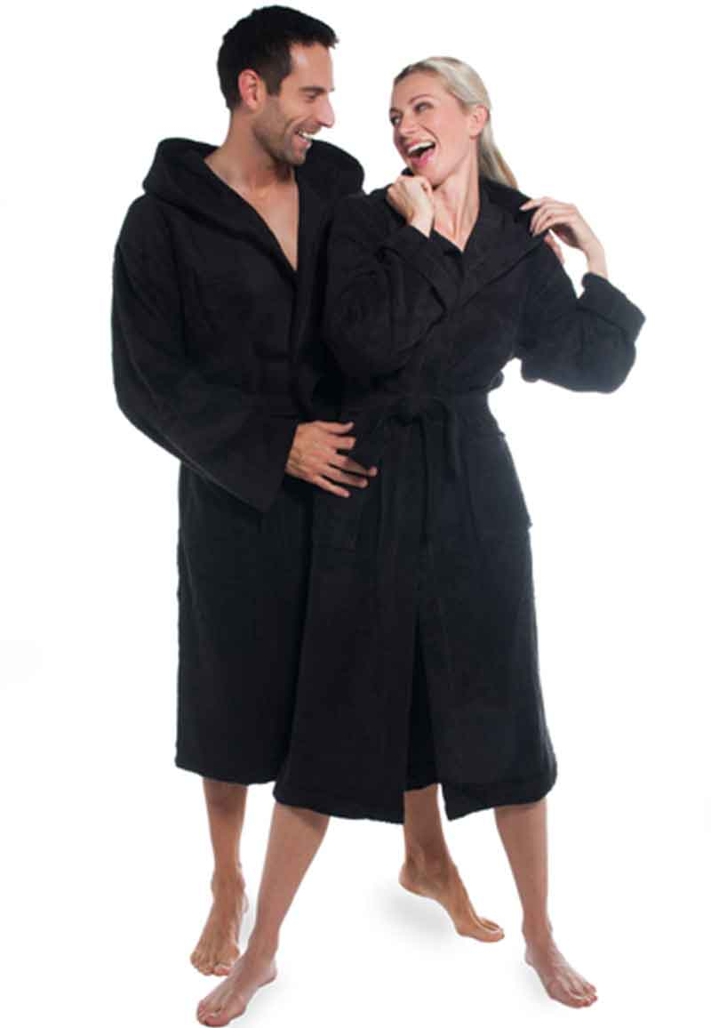 Zwarte badjas met capuchon