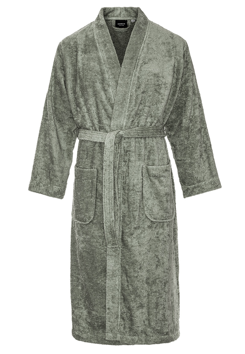 Kimono badstof katoen - olijfgroen-l/xl