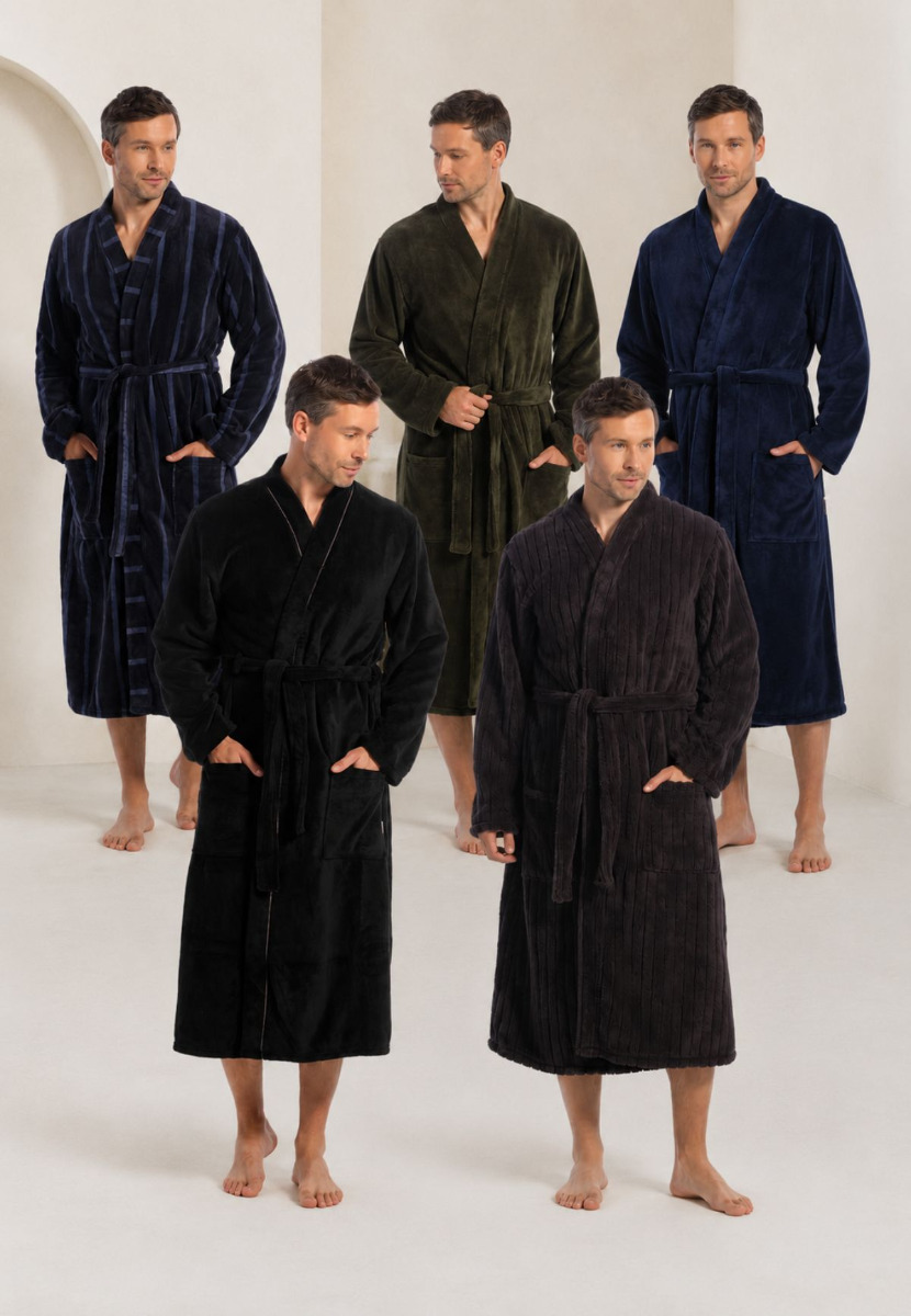 Badjas heren kimono kraag - fleece - Ten Cate-m-donkergroen