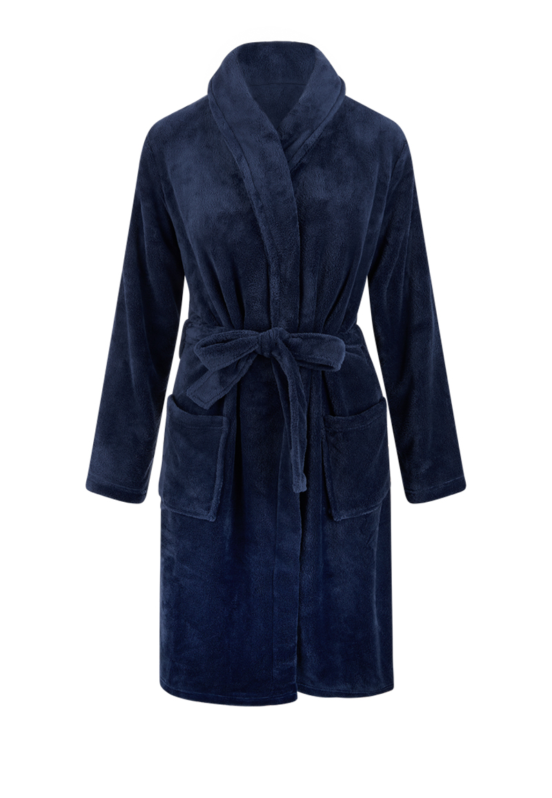Marineblauwe badjas fleece - unisex-l/xl