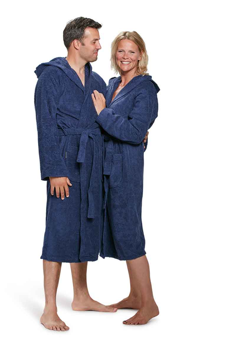 Marineblauwe badjas met capuchon