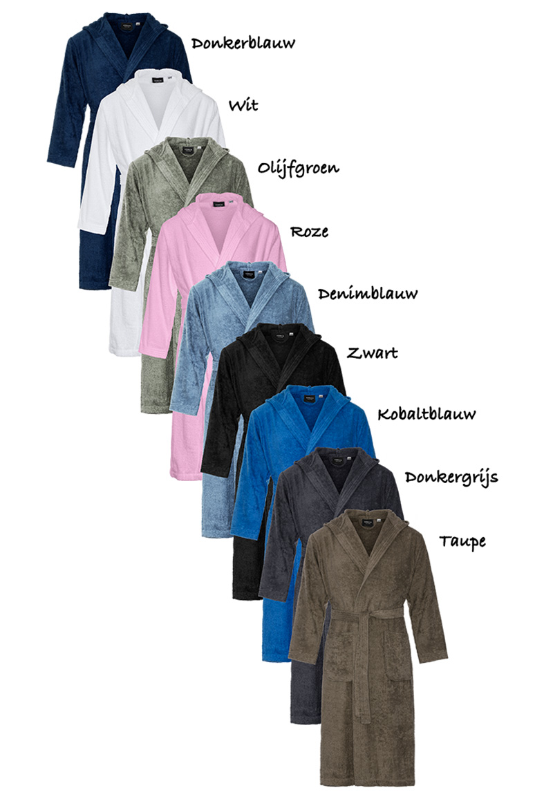 Badstof badjas met capuchon - 9 kleuren-denim-2XL/3XL