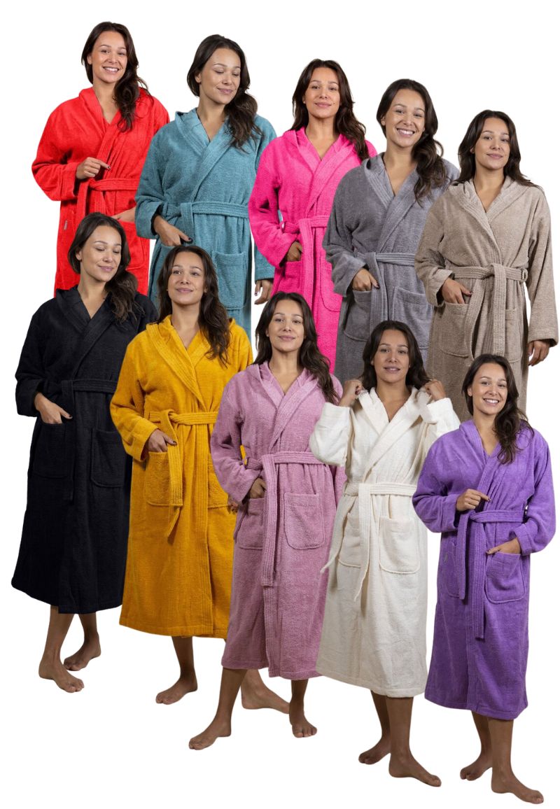 Cozylion capuchon badjassen - badstof katoen - unisex-s/m-lila paars