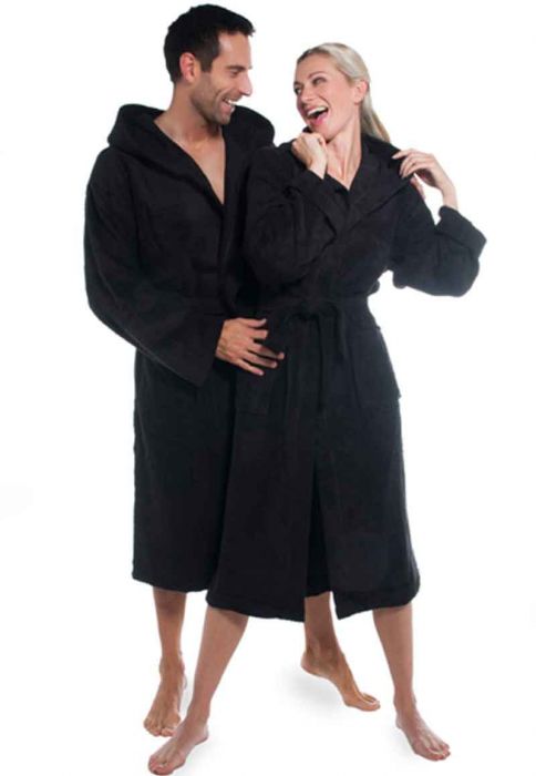 Moschino Katoen Badjas Met Logoband in het Zwart voor heren Dames Kleding voor voor Nachtmode voor Badjassen en kamerjassen 