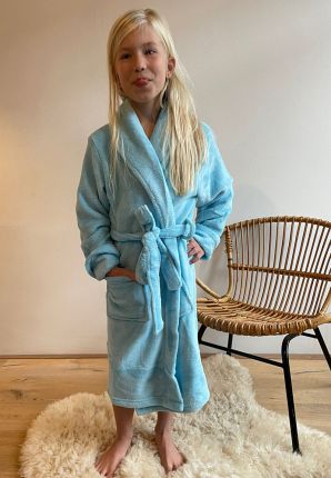 Lichtblauwe kinderbadjas fleece