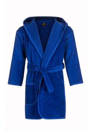 Baby badjas kobaltblauw met capuchon
