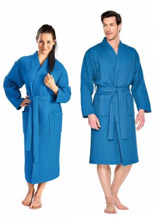 Kobaltblauwe badjas pique