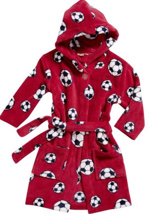 Rode kinderbadjas met voetballen
