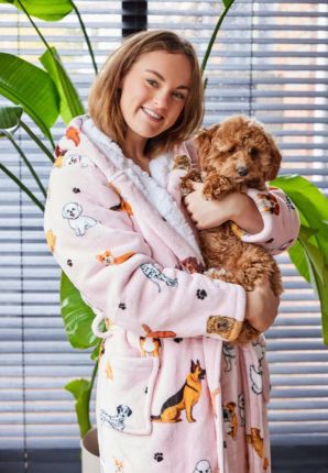 Honden badjas met capuchon - luxe gevoerd