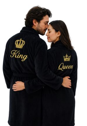 Velours badjas met kroon + naam borduring