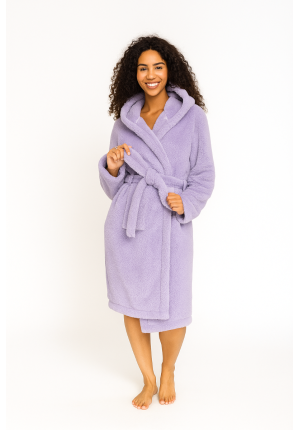 Badjas outlet - lila teddy badjas met capuchon