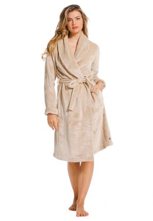 Beige badjas dames - fleece - 110cm