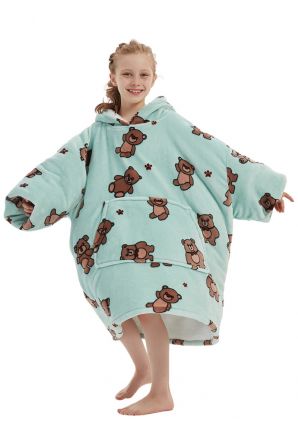 Draagbare deken met capuchon & mouwen - kind - beren