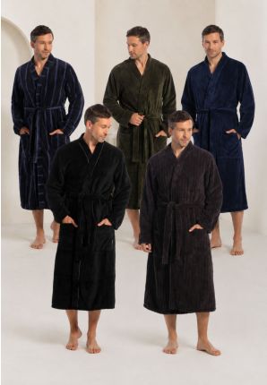 Badjas heren kimono kraag - fleece - Ten Cate
