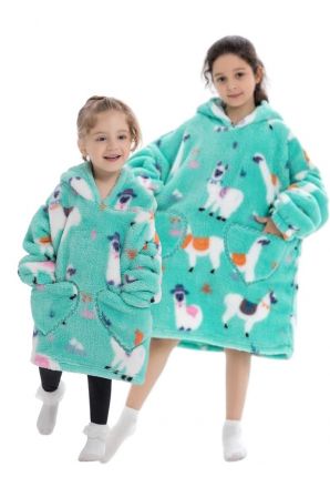 Draagbare deken met capuchon & mouwen - kind - Alpaca