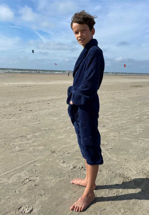 marineblauwe kinderbadjas fleece