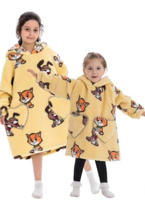 Draagbare deken met capuchon & mouwen - kind - Cats & Dog
