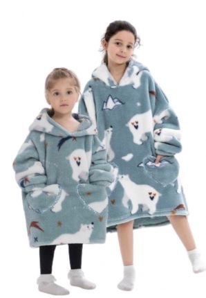 Draagbare deken met capuchon & mouwen - kind - ijsbeer