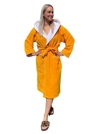 Gele badjas met capuchon - sauna