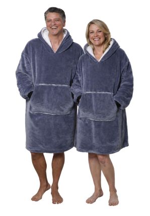 Draagbare deken met capuchon & mouwen - antraciet