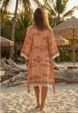 Coral Fish Katoen Kimono