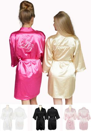 Satijnen badjas kimono met borduring 