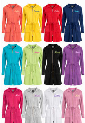 Personaliseren van rits badjassen met naam borduring