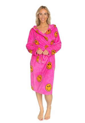 Roze badjas met smileys