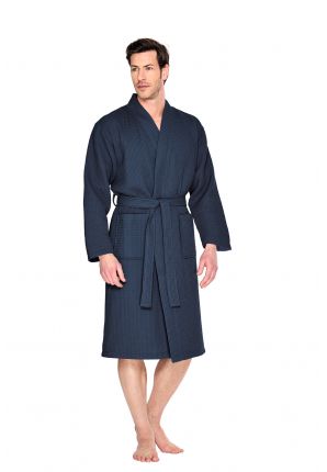marineblauwe badjas pique
