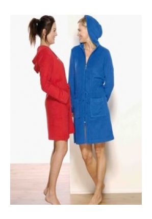 Badjas met rits in rood of blauw