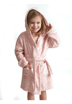 Roze kinderbadjas panter - fleece