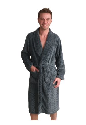 Groene badjas met zigzag - fleece