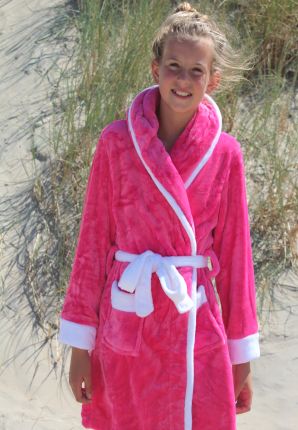 Roze fleece kinderbadjas