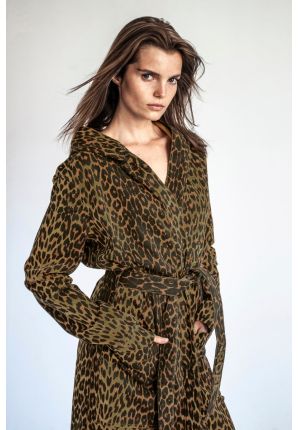 D-Robe badjas met capuchon - panter - groen