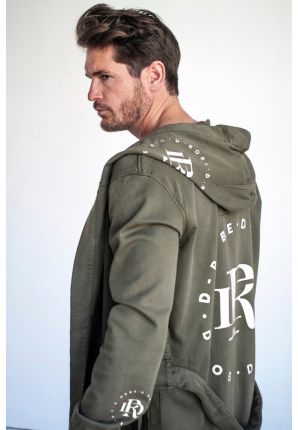 D-Robe badjas met capuchon - groen (witte bedrukking)