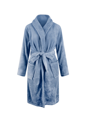 Denimblauwe kinderbadjas fleece - Relax Company