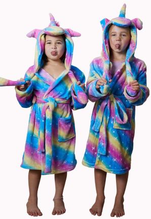 fleece badjas kind unicorn print motief