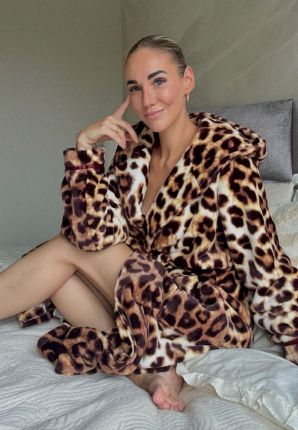 Dames badjas leopard - luipaard print badjas met capuchon