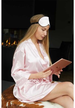 Satijnen kimono dames – licht roze