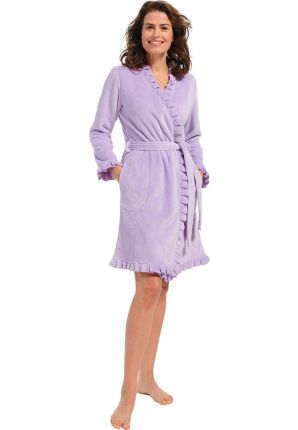 Lila fleece kimono met ruffles – 100 cm